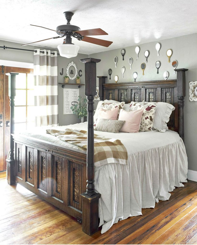Dallas, Ellis County Texas, Rustic Vintage Interior design, modern vintage, antique style farmhouse master bedroom 