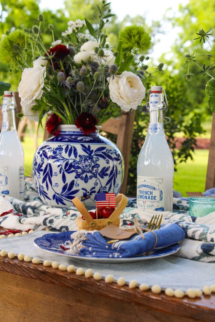 red white blue table
